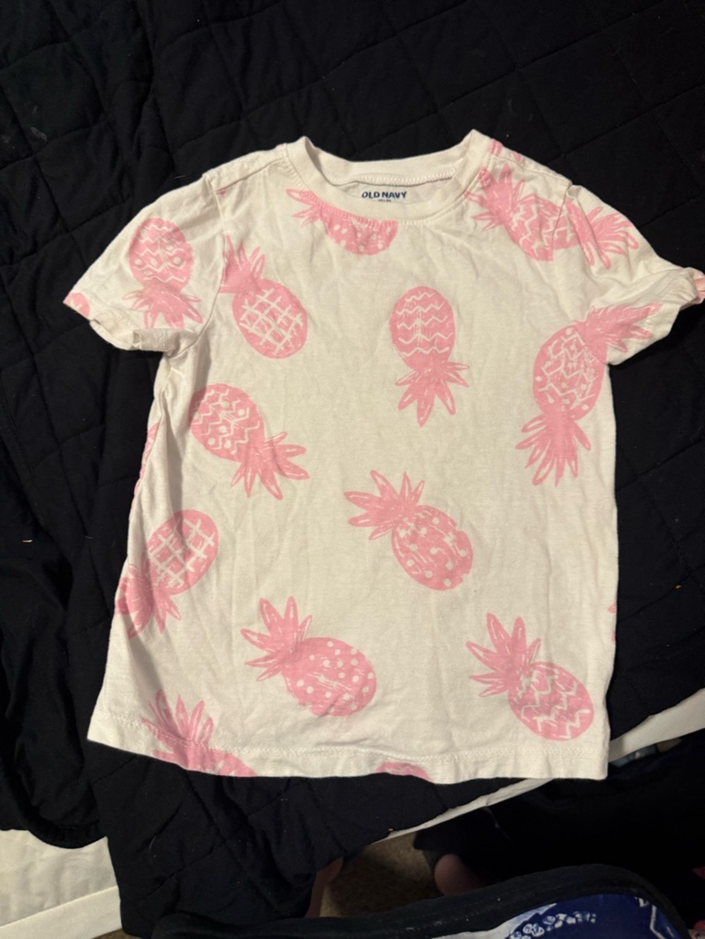 Old Navy Cream Short Sleeve Tee with Pink Pineapple Print